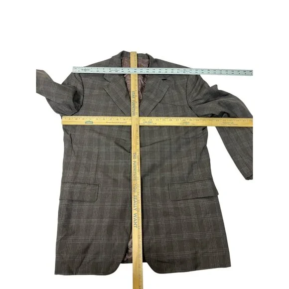 Gianluca Isaia Sport Coat Jacket Italian Wool Brown Glen Plaid Men's 40S Nice
